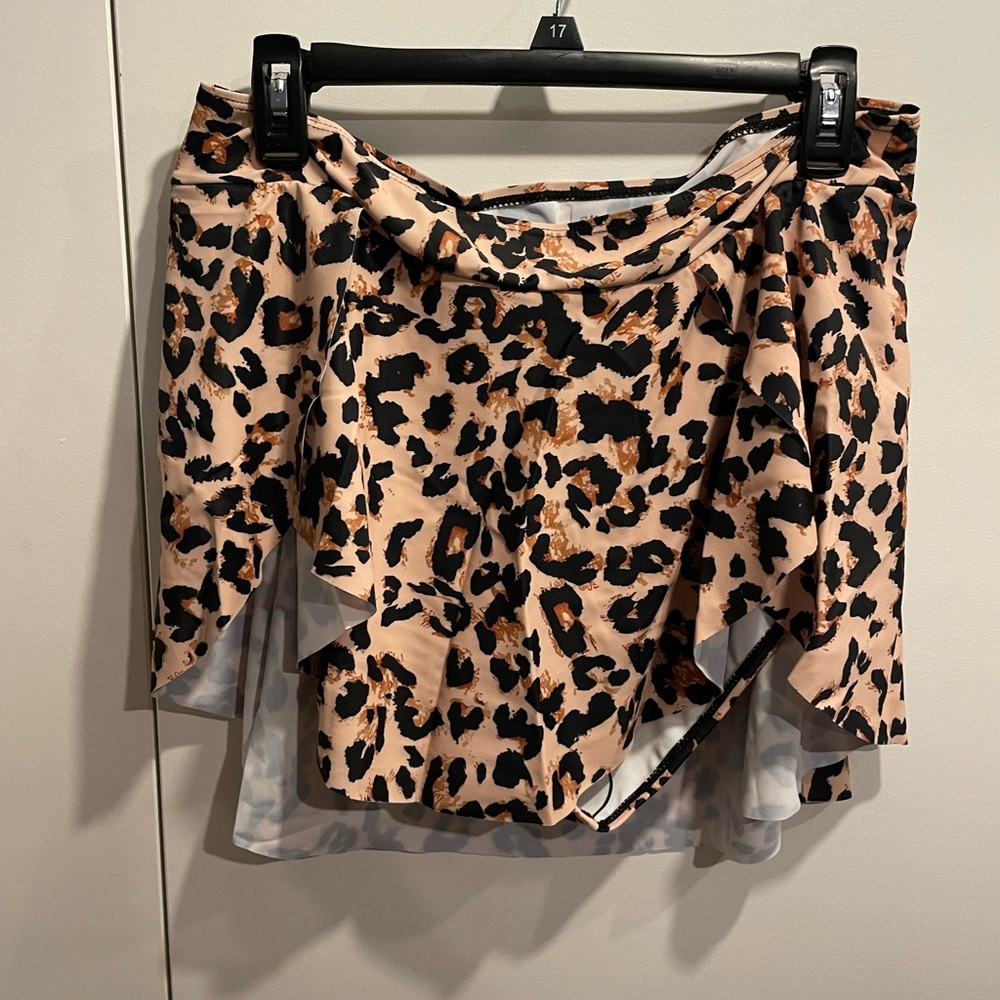 Leopard Print Women's Skirted bikini bottom